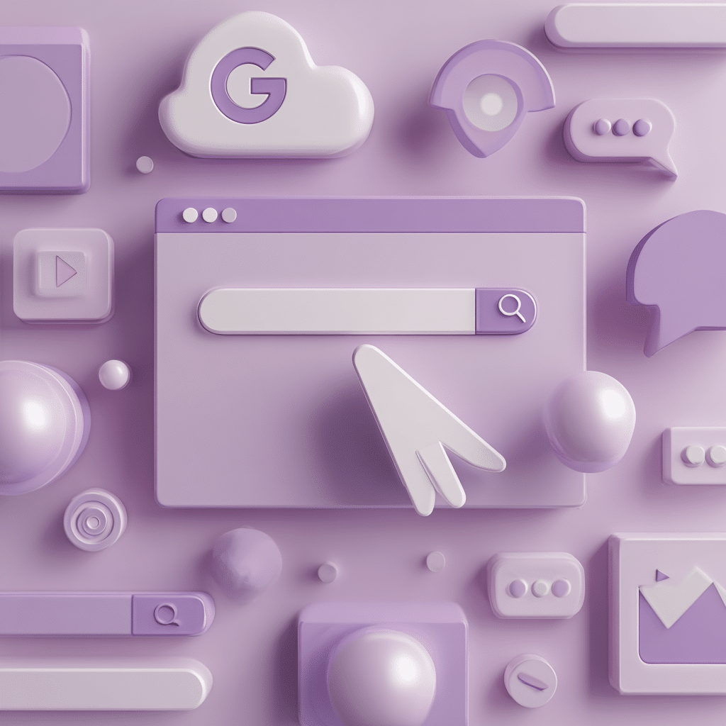 a futuristic illustration representing google search